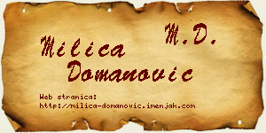 Milica Domanović vizit kartica